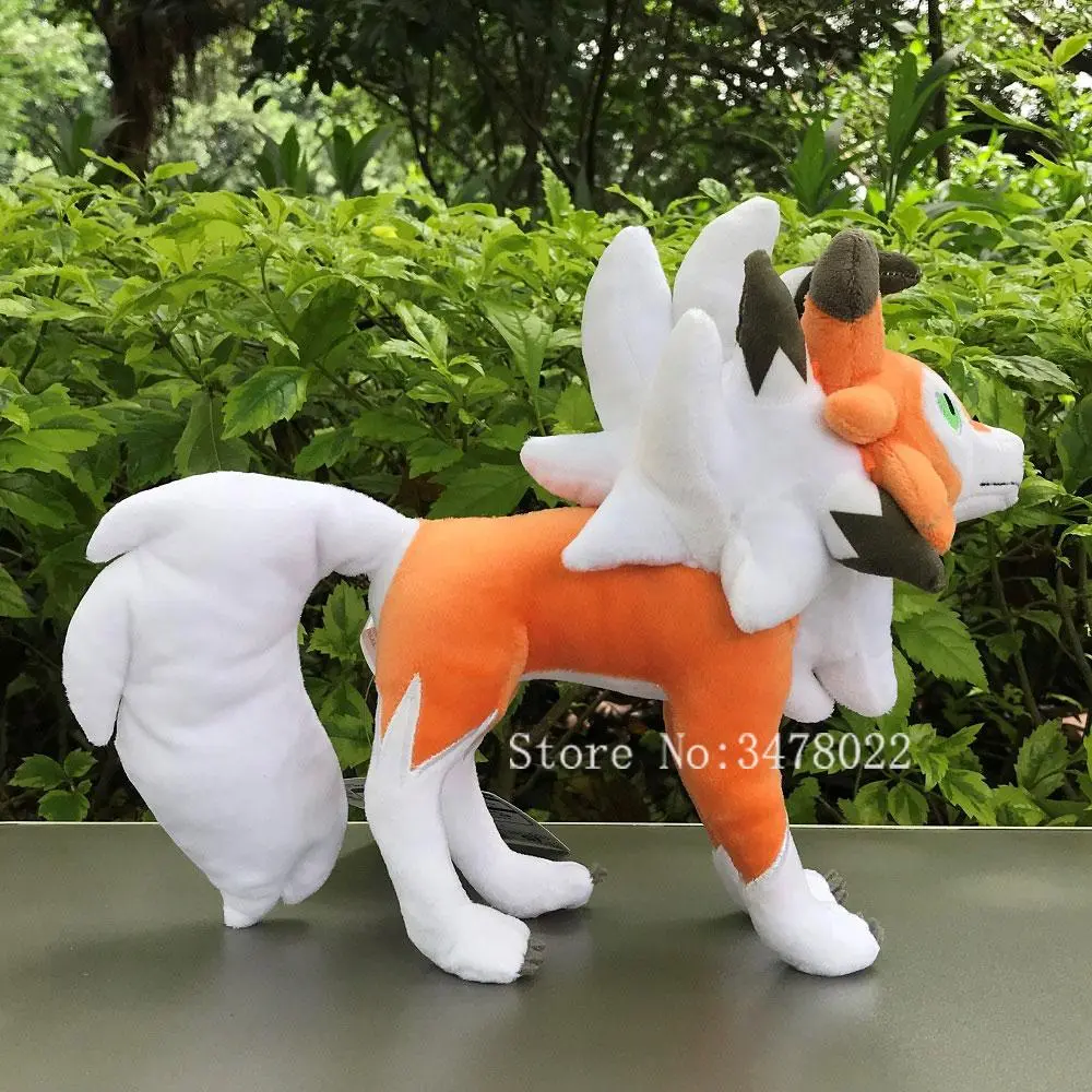 24cm Pokemon Center Go Dusk Lycanroc Plush Toy Cuddly Rugarugan Cartoon Stuffed Animal Doll
