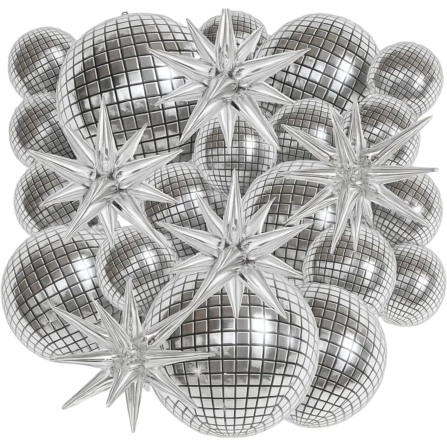 Disco Ball Balloons, 25-Pack Disco Themed Party Decorations, Includes Small Balloons, Large Balloon and  Balloon for Disco-Birthday Party, Bachelorette,  Year's Eve