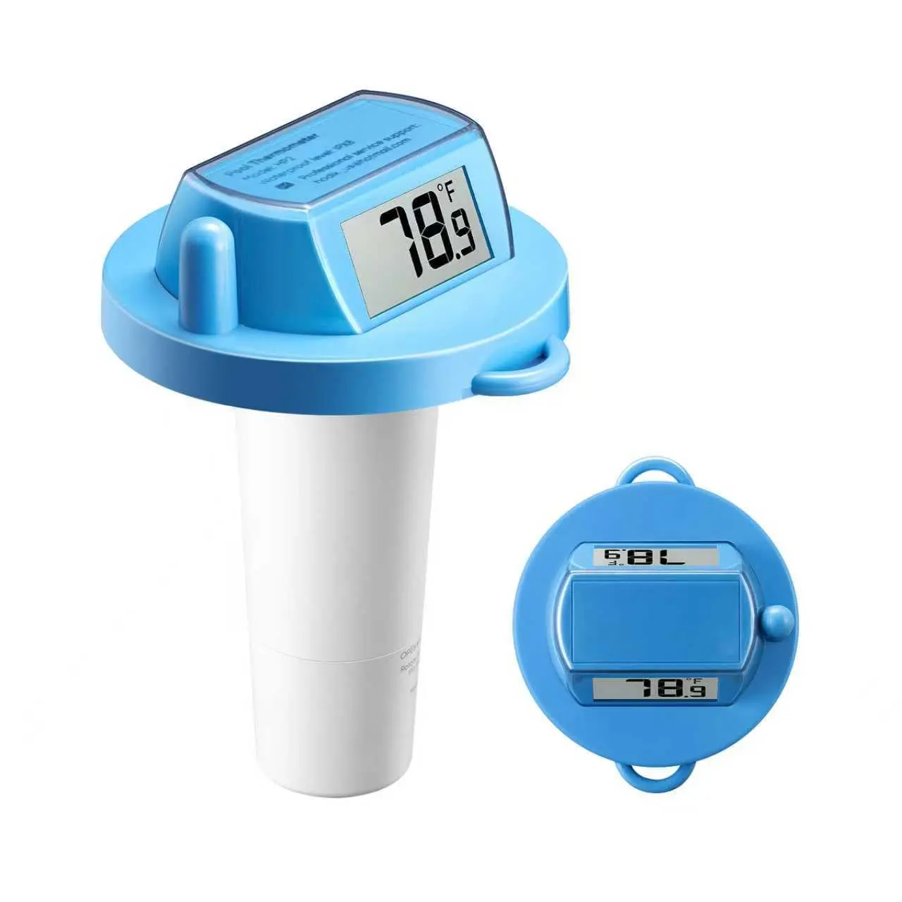Pool Thermometer Floating, Swimming Pool Thermometer, IPX8 Waterproof with Sided Display for Pond, Hot Tub, Aquarium (Light Blue, Battery Powered)