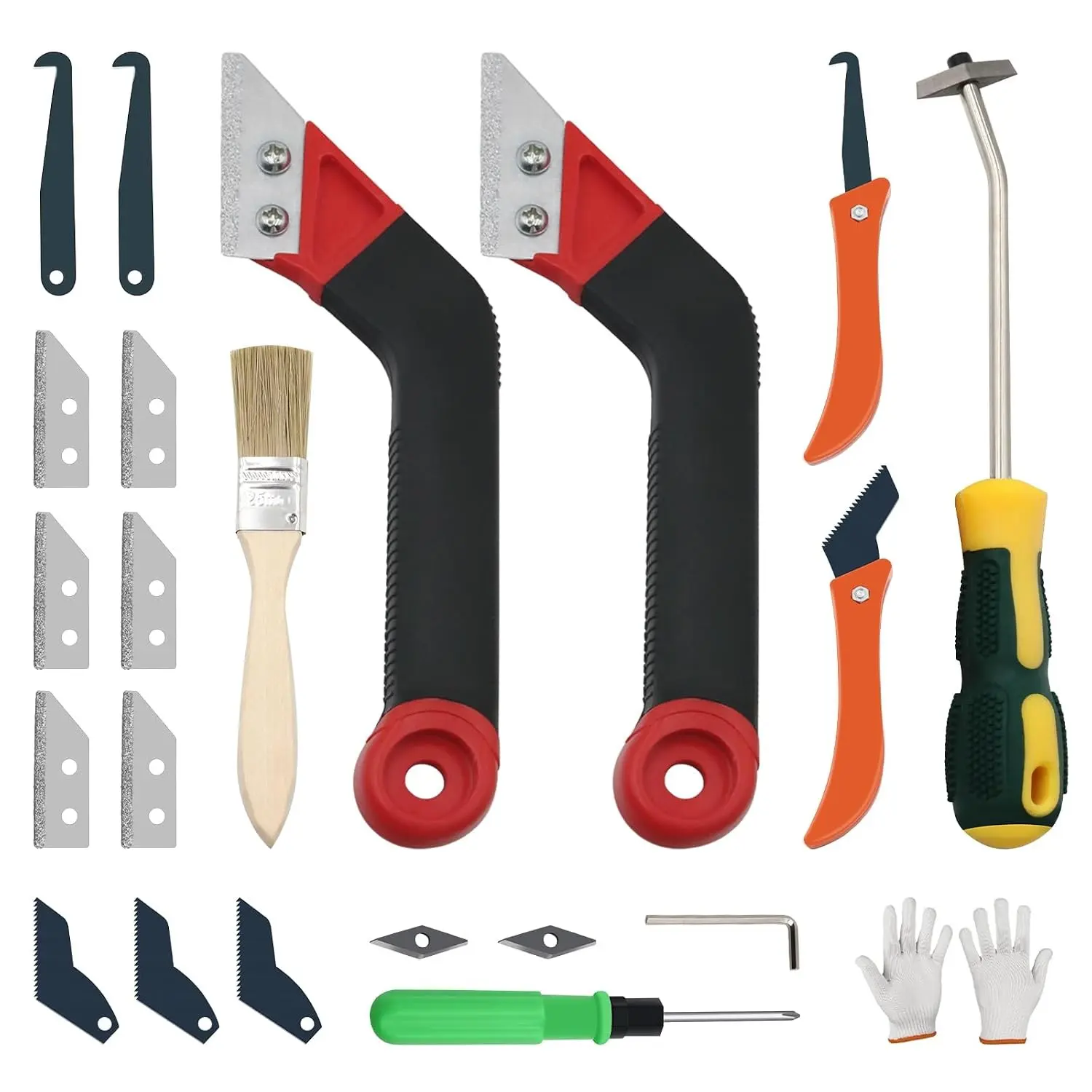 23-Piece Grout Removal Tool Kit – 2 Tile Grout Saws with 6 Extra Blades, 2 Hand Grout Saws & 7 Cleaning Blades, Caulk Remover for Bathroom Shower & Floor Tile Grout Cleaning