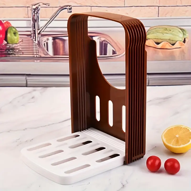 1 Pack Adjustable Bread Slicer, Bagel and Cake Cutter with Replaceable Guide Rails, Homemade Bread Slicing Guide for Even Thickness Control