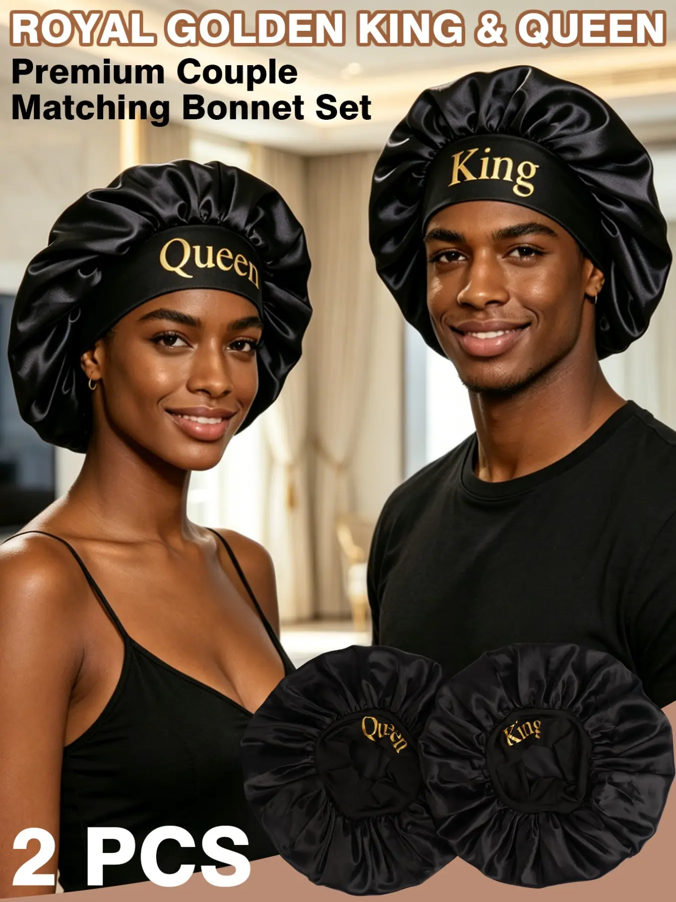 Couple Sleep Caps, Women's Satin Sleep Cap Hair Protector, Men's Soft Comfortable Design, Night Use, Fashion Headwear for Women
