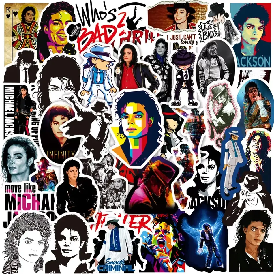 50 Pieces Michael Jackson Graffiti Stickers, Water Bottle Laptop Phone Bike Luggage Skateboard Stickers, Kids Adult Decorative Stickers