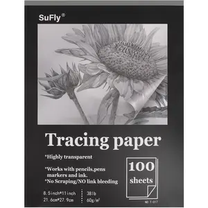Tracing Paper 8.5x11 Inch, 100 Sheets 38lb/60gsm Transparent Vellum Paper, Translucent Trace Paper for Pencil, Marker, Ink, Sketch, Drawing, Tracing Images & Overlays