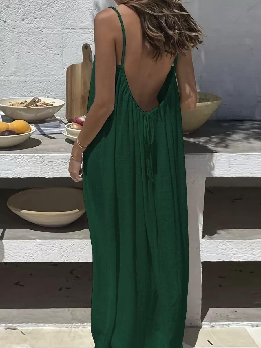 2026 Silk Crepe Wrapback Halter Long Dress Sexy Casual Dress