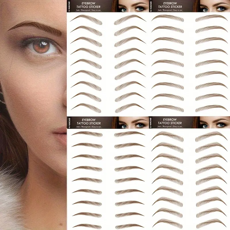 Brown Eyebrow Tattoo Stickers, Self-Adhesive Temporary Makeup for a Natural Looking Brow Shape, Cosmetics for Adults, Single Item, Temporary Tattoo Style, Natural Brow, Quick Fix, Brown Temporary Tattoos