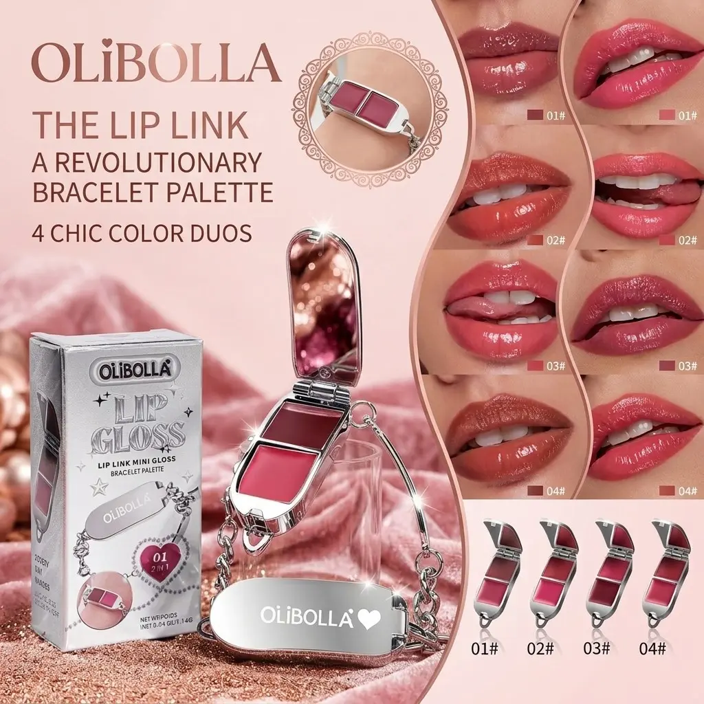 Unique Novelty Bracelet Lip Gloss 2-In-1, Bracelet Lipstick Palette, Mirror Finish Hydrating Lip Color, Convenient and Fashionable