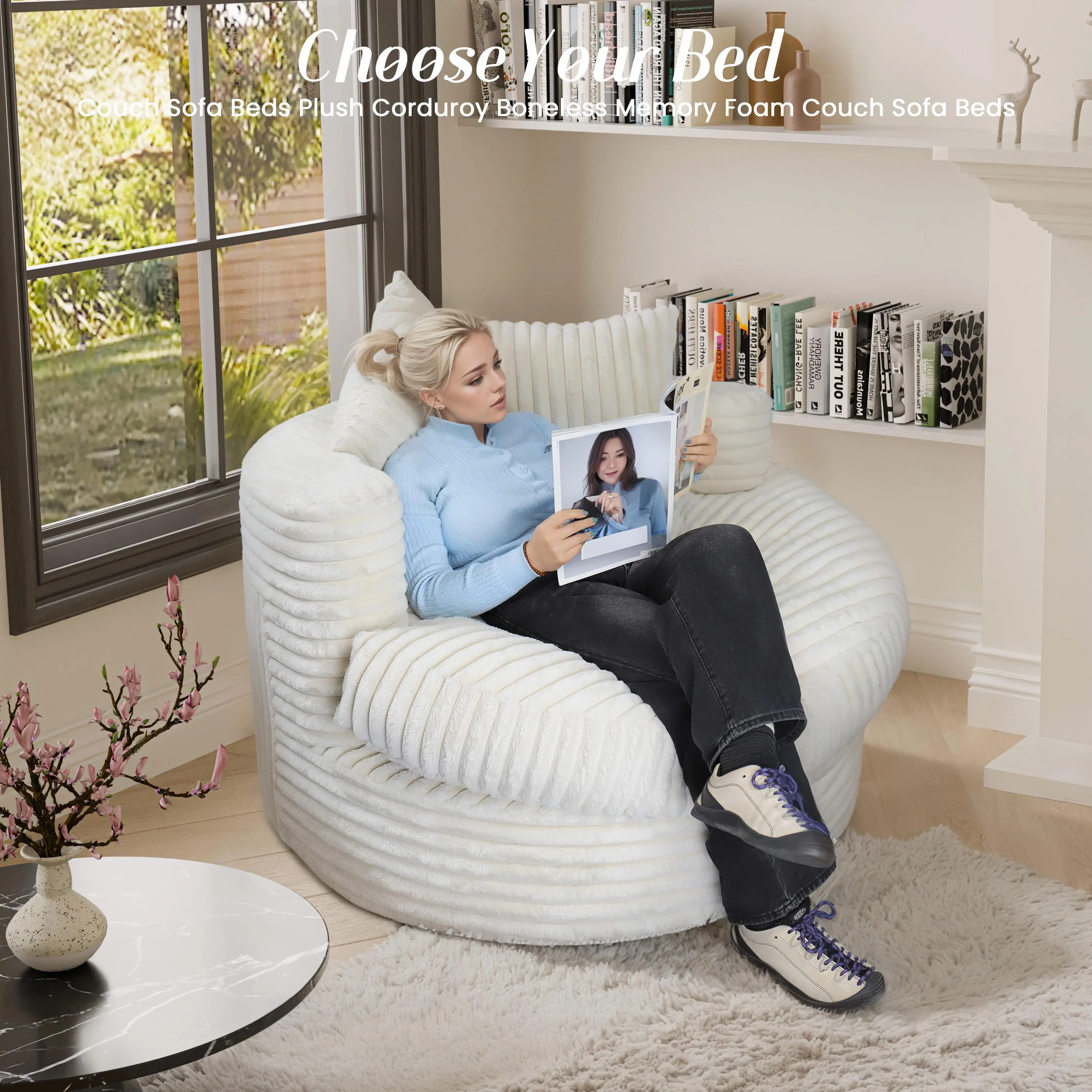 Large Floor Cushion Sofa - Ultra-Soft Plush Modular Comfy Couch with Machine Washable Slipcover, Luxury Floor Lounge Cushion for Living Room, Bedroom