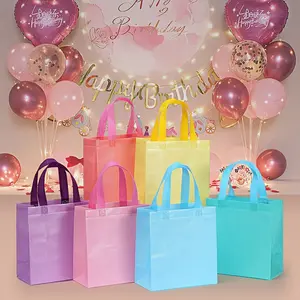 Reusable Non-Woven Gift Bag with Handle, Pastel Macaron Colors, Ideal for Birthday, Wedding, Christmas, Easter, Graduation, Shopping