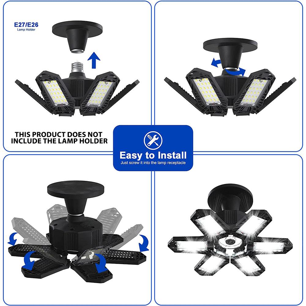 LED Garage Lights, Deformable Best Garage Light Ceiling LED Shop Lights, 150W E26/E27 LED Light Garage Lighting with 6 Adjustable Panels Garage Bulb for Basement, Attic 1/2/4 PACK LED Garage Lights, Deformable Best Garage Light Ceiling LED Shop Lights, 150W E26/E27 LED Light Garage Lighting with 6 Adjustable Panels Garage Bulb for Basement, Attic 1/2/4 PACK