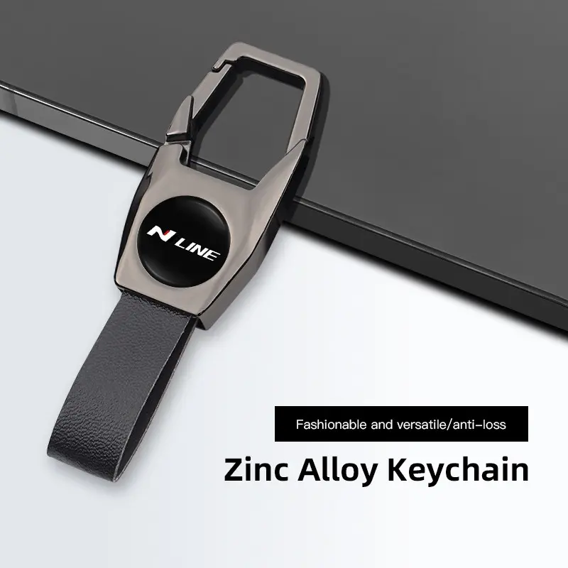 Deluxe PU Leather Keychain with Car Badge Keychain Pendant For Hyundai HB20 KONA i20 i10 IONIQ Elantra Palisade Sonata Grandeur SantaFe Tucson Inster Bayon NEXO i30 Creta iMax Casper Veloster Accent Venue Aslan i40 ix20 Equus Avante