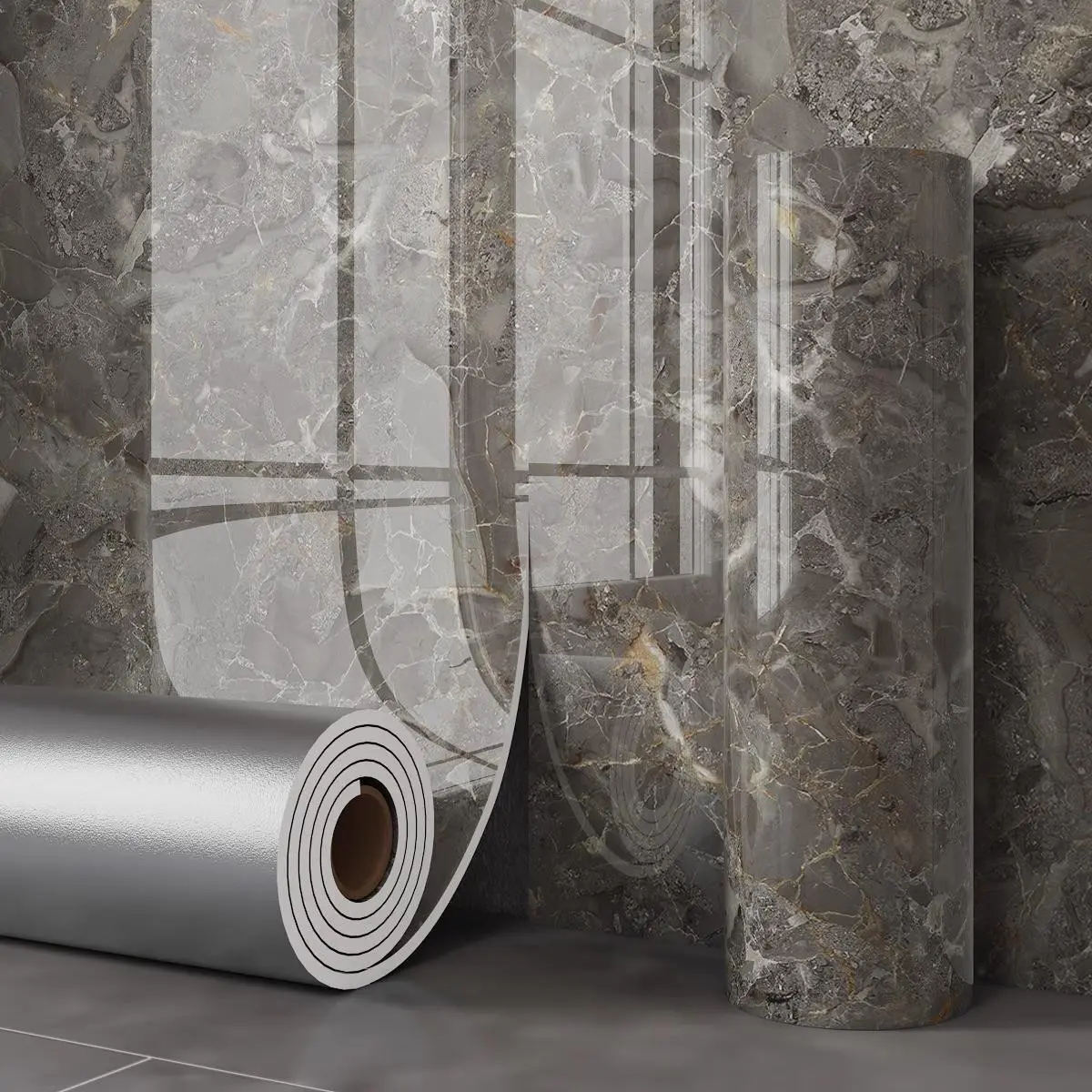 Waterproof and moisture-proof self-adhesive PVC marble texture wall panel, large size 118.11×415.75 inches, special decorative board for bathroom, kitchen, and living room shower wall renovation, Bathroom Wallpaper Peel And Stick