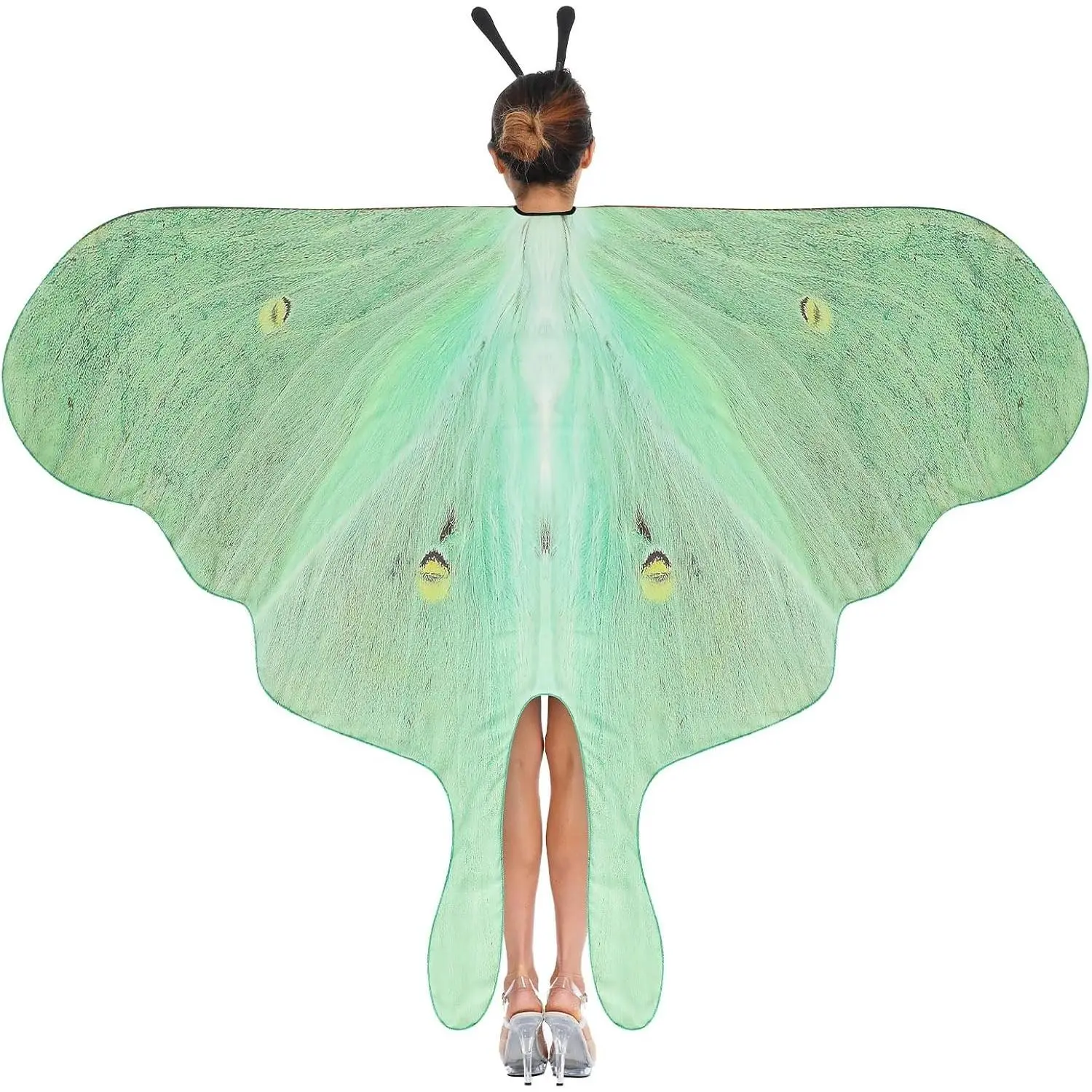 2 Pcs Halloween Moth Wings Costume Cape for Adults with Headband, Lightweight Butterfly Shawl Wrap, Moth Wing Accessories, 77.56"x49.21", for Women Cosplay Party(Gift)