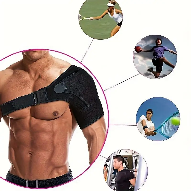Unisex Adult Adjustable Neoprene Healthcare Shoulder Compression Sleeve with Non-Slip, Breathable Belt Support