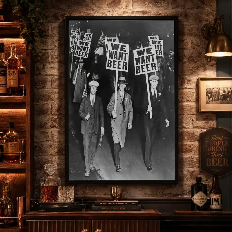 Vintage Prohibition Beer Poster - Unique Wall Art Decor for Home, Bar, Cafe - Funny Saying Retro Art Print - Bar Room Decor - Vintage Decorations - Bar Art - Retro Decor, Canvas Wall Art Print, Pub Kitchen Man Cave Decor, Gift for Beer Lovers