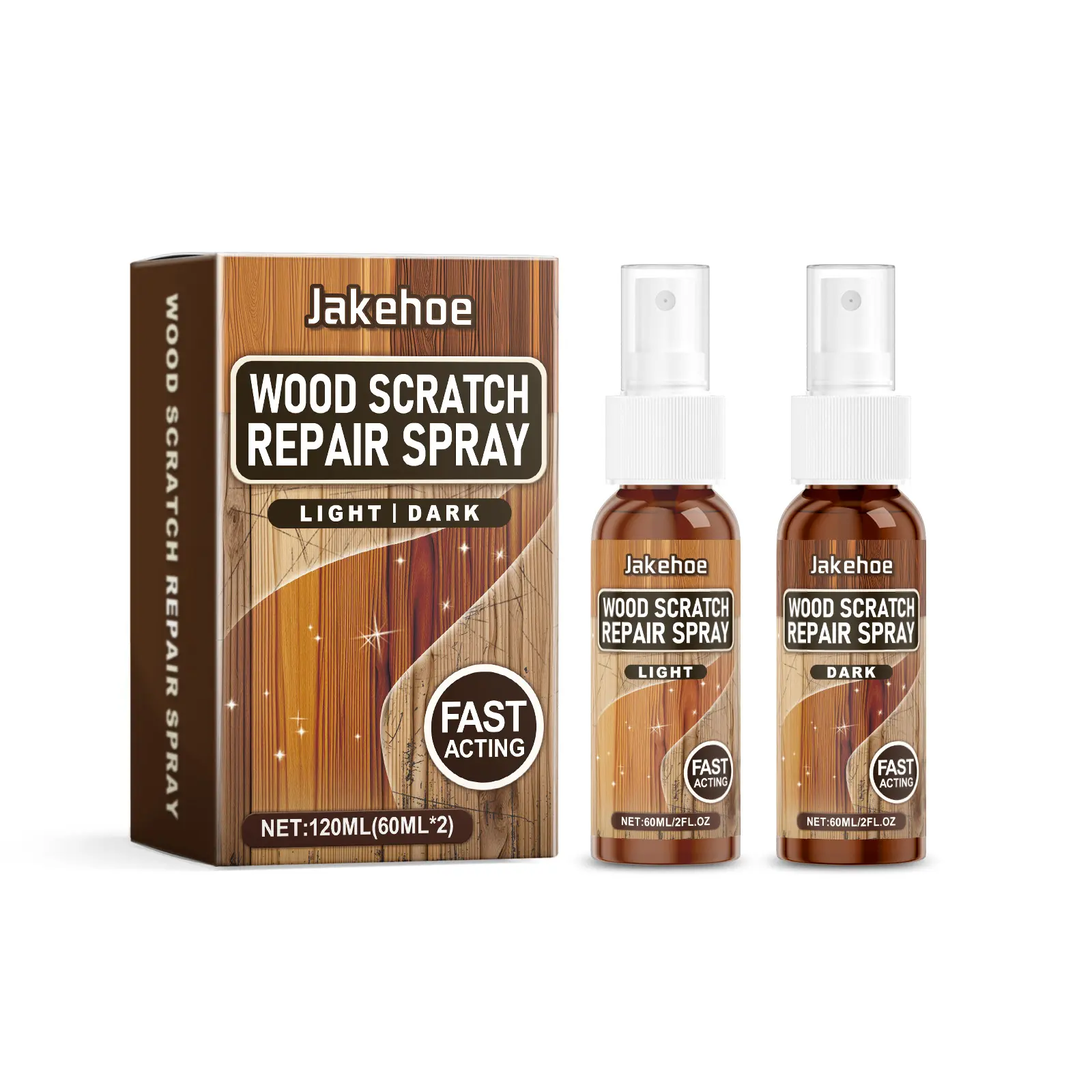 Jakehoe Resin-Based Wood Repair Agent Compact Spray Bottle, Household Scratch Fixer for Wood Furniture and Floor Care