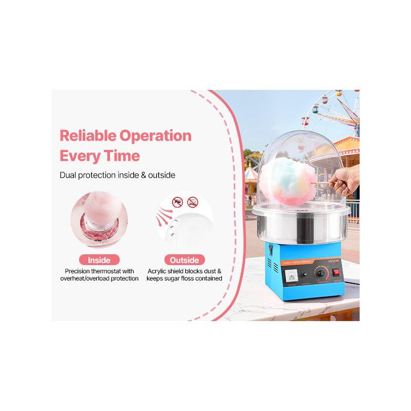 VEVOR Electric Cotton Candy Machine, 1000W Commercial Floss Maker With Cover, Commercial Cotton Candy Machine w/Stainless Steel Bowl Sugar Scoop, Ideal for Carnival, Birthday, Family Party, Blue VEVOR Electric Cotton Candy Machine, 1000W Commercial Floss Maker With Cover, Commercial Cotton Candy Machine w/Stainless Steel Bowl Sugar Scoop, Ideal for Carnival, Birthday, Family Party, Blue