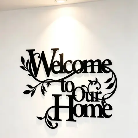 "Welcome To Our Home" Letter Metal Wall Art, Metal Signs, Wall Hanging Sign for Living Room, Bedroom, Garden & Door, Home Decor Plaque, Welcome Home Decorations