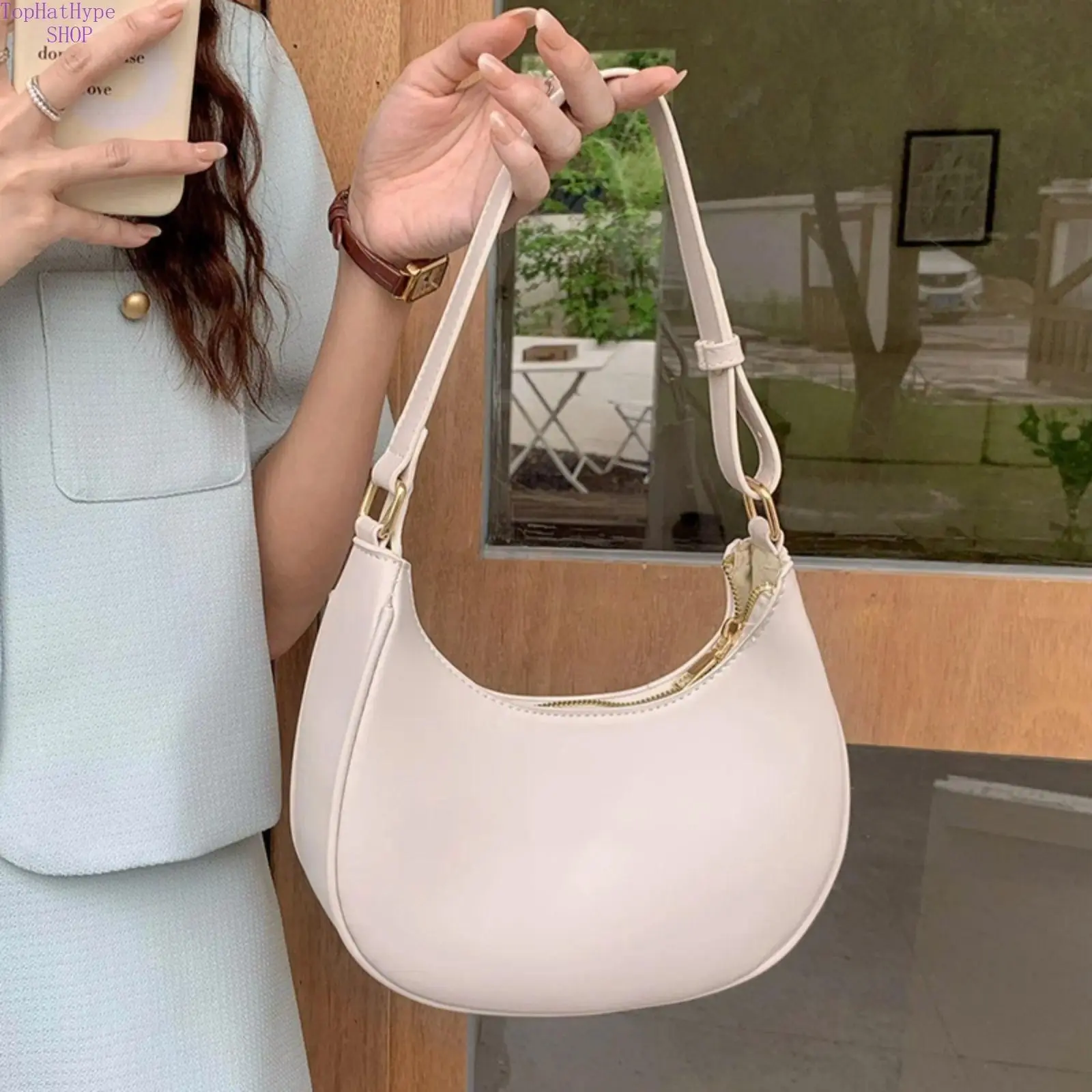 Women's 2026 Spring Summer New Textured Slim Chic Crescent Crossbody Bag - Minimalist Half-Moon Hobo & Baguette Underarm Solid Color Shoulder Bag, Purse for Daily Commute, Shopping