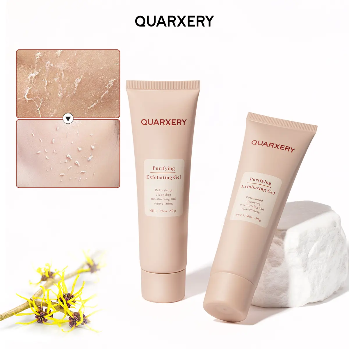 Quarxery Exfoliating Gel Suitable for All Skin Types, Gentle Exfoliation, Blackhead Removal, Purifying Skin Gel Scrub