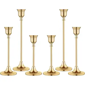 Vintage Gold Brass Taper Candlestick Holders Candelabra for Fireplace Party Dining Home Decor