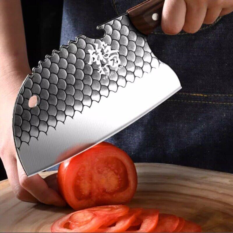 Selected Stainless Steel Fish and Meat Kitchen Knife with Ergonomic Handle - Sharp and Durable Versatile Meat Cleaver for Everyday Home Cooking and Outdoor Food Preparation
