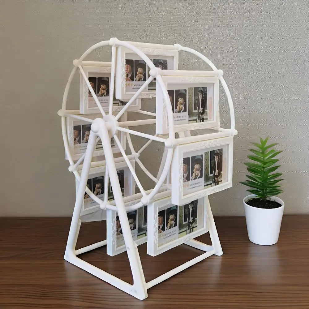 Vintage Rotating Ferris Wheel Photo Frame – Holds 8 (4-Inch) Photos – Exquisite Decor for Living Rooms, Bedrooms, and Desks – The Perfect Gift for Valentine's Day, Birthdays, and Christmas (Frame Material: ABS Plastic)