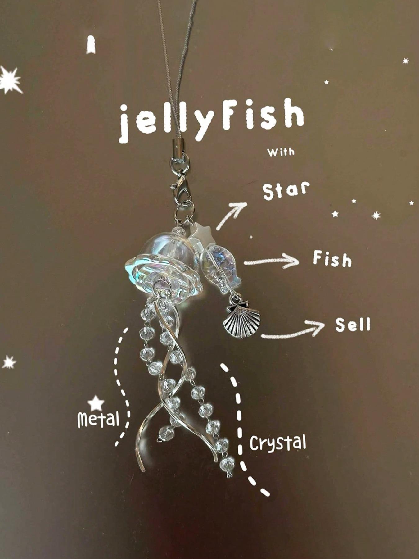Jellyfish Design Keychain, Cute Clear Phone Chain, Stylish Keychain, Fashionable Keychain for Women & Men, Trendy All-match & Exquisite Keychain for Birthday Gift, Keychain Pendant