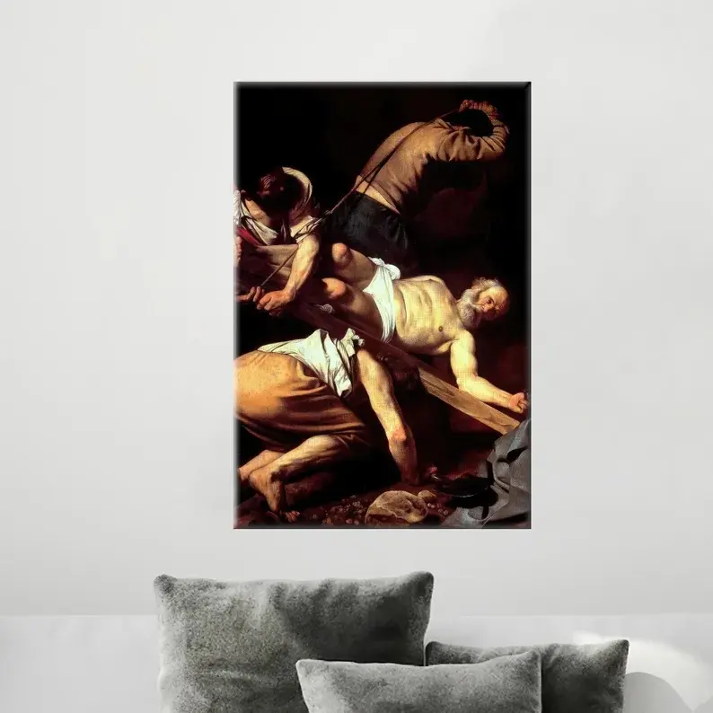 Martyrdom of Saint Peter Canvas Decor, Caravaggio Canvas Print, Caravaggio Crucifixion of Saint Peter 3D Canvas, Famoaus Canvas Print