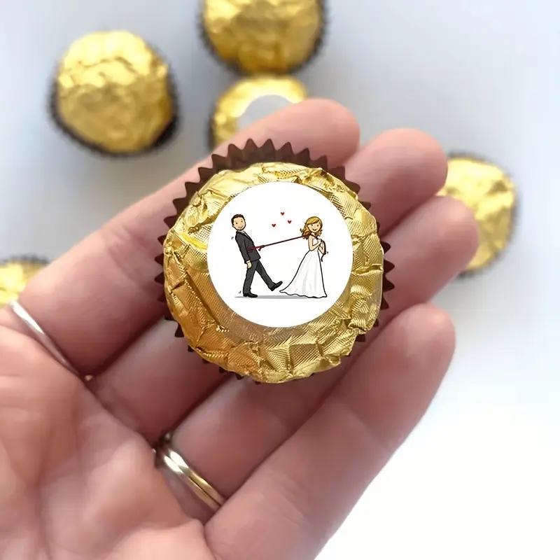 200 New Unique Wedding Pull String Stickers, Perfect for Anniversary Celebrations, Wedding Party Gifts, Includes Chocolate Candy and Envelope