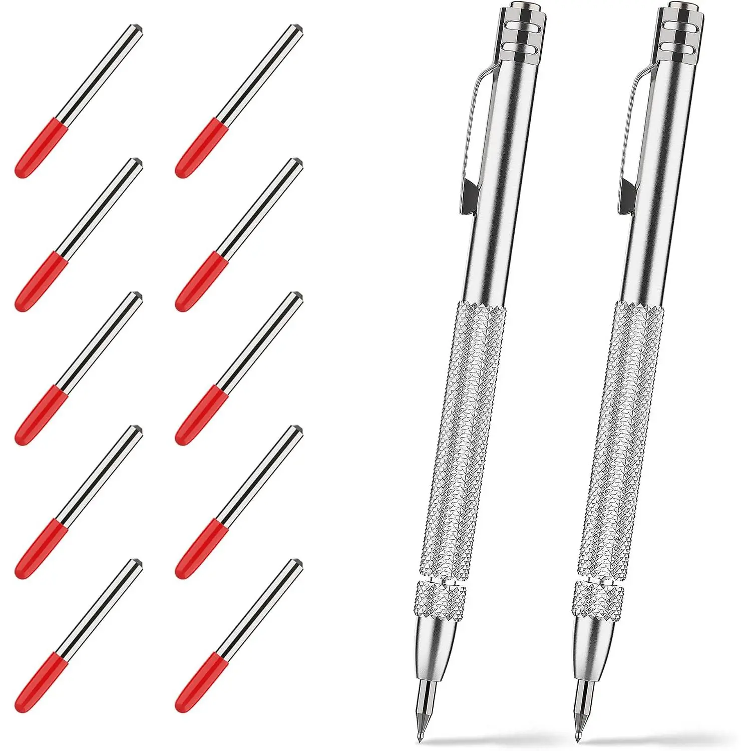 2 Pack Tungsten Carbide Scriber Tool Set with  - Professional Metal Engraving Pen, Extra 10 Carbide  Tips -  Scribing Tools for Glass/Ceramics/Sheet Metal Marking
