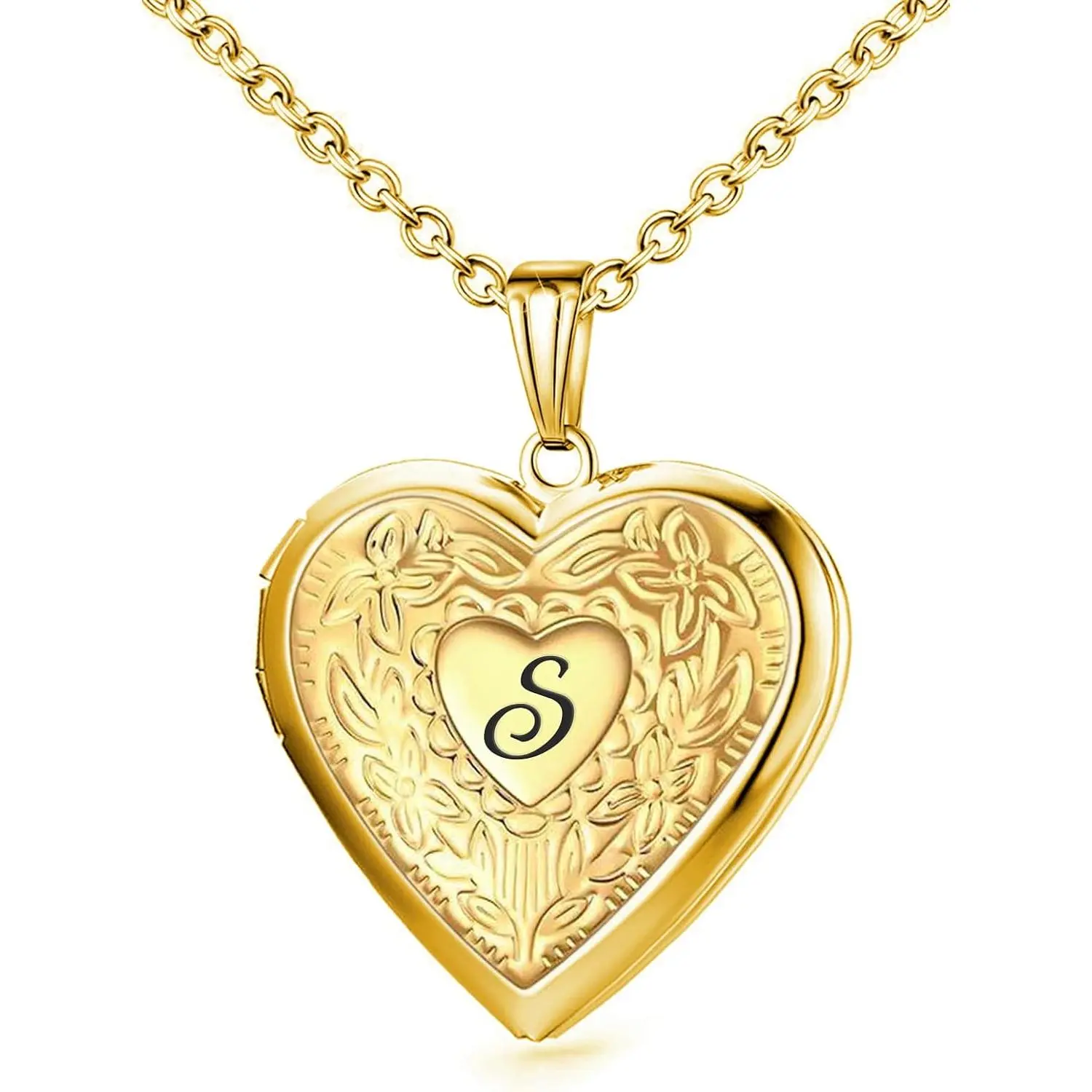 Alphabet Initial Letter Love Heart Locket Necklace Holds Pictures Photo Memory Birthday Gifts