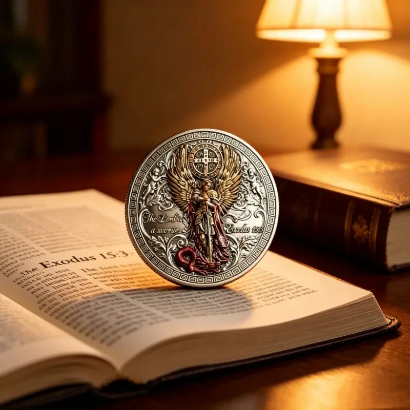Saint Michael Angel Dual-Sided Collectible Coin, 3D Print Bible Faith Collection Coin, Perfect Gift for Believers