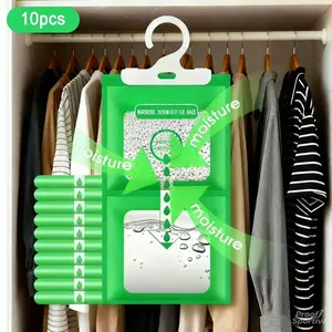 10-Pack Hangable Moisture Absorber Dehumidifier Bags (100g, Fragrance-Free) – Mold & Damp Prevention Desiccant Packs for Closets,summerwins
