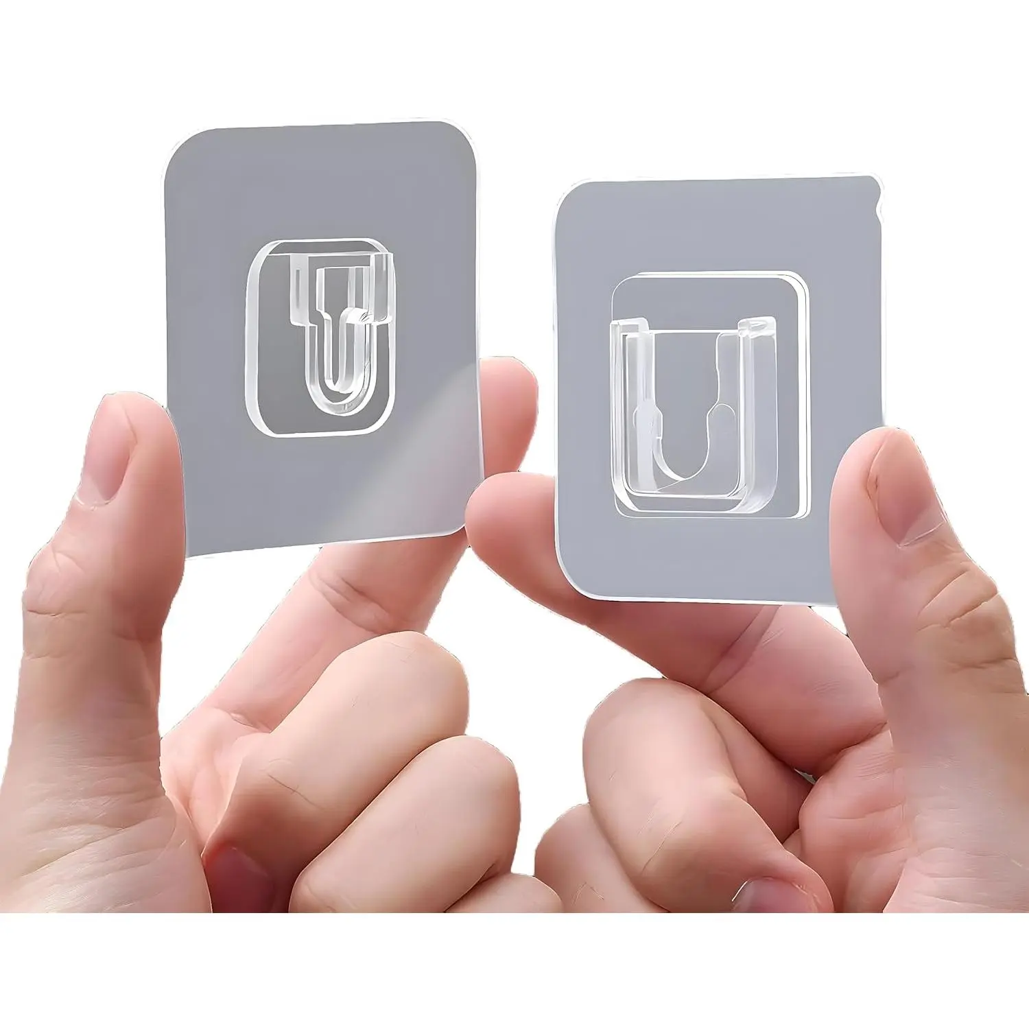 10 Pairs Clear Double-Sided Adhesive Wall Hooks - Mounted Door Hanger Kit - No Drill Sticker Hangers with Suction Cup Bathroom, Kitchen