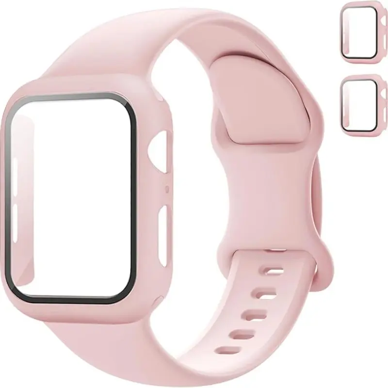 Sport Band and Case for Apple Watch Band 40mm 44mm 46mm 42mm 41mm 45mm 38mm iWatch Bands for Women/Men,Silicone Durable Waterproof Protective Strap with Cover Combo Protection for Apple Watch Series 11 10 9 8 7 6 5 4 SE Ultra/2 3 Smartwatch Accessories