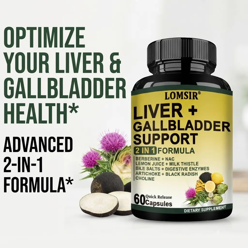 Liver & Gallbladder Support Supplement with Milk Thistle, Ox Bile, Bile Salts, Digestive Enzymes and Artichoke Leaf Extract, Digestive Health & Liver Support, 60 Capsules