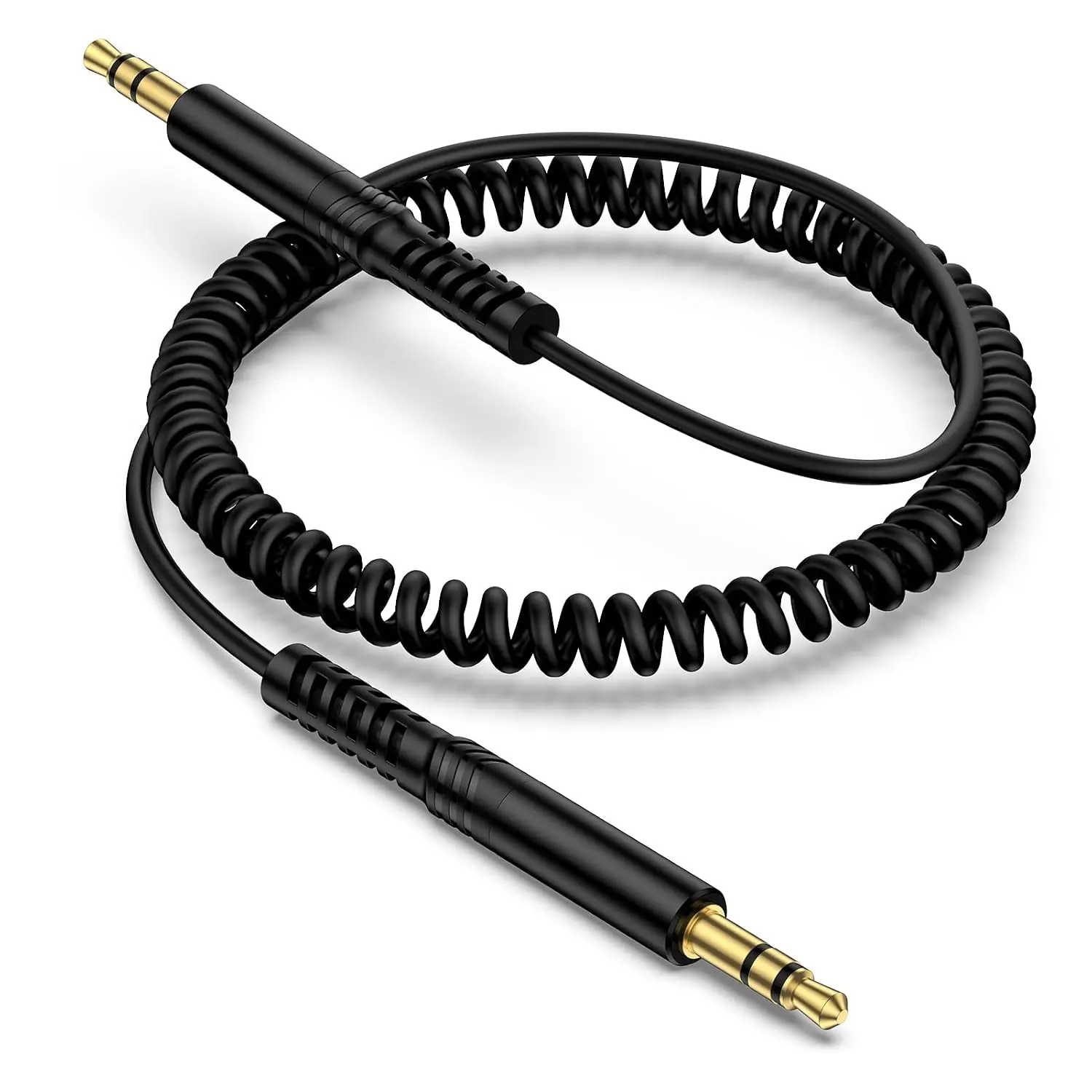 Coiled 3.5mm to 3.5mm Audio 6FT, Retractable Male to Male Aux Cord Coiled 3.5mm to 3.5mm Audio 6FT, Retractable Male to Male Aux Cord