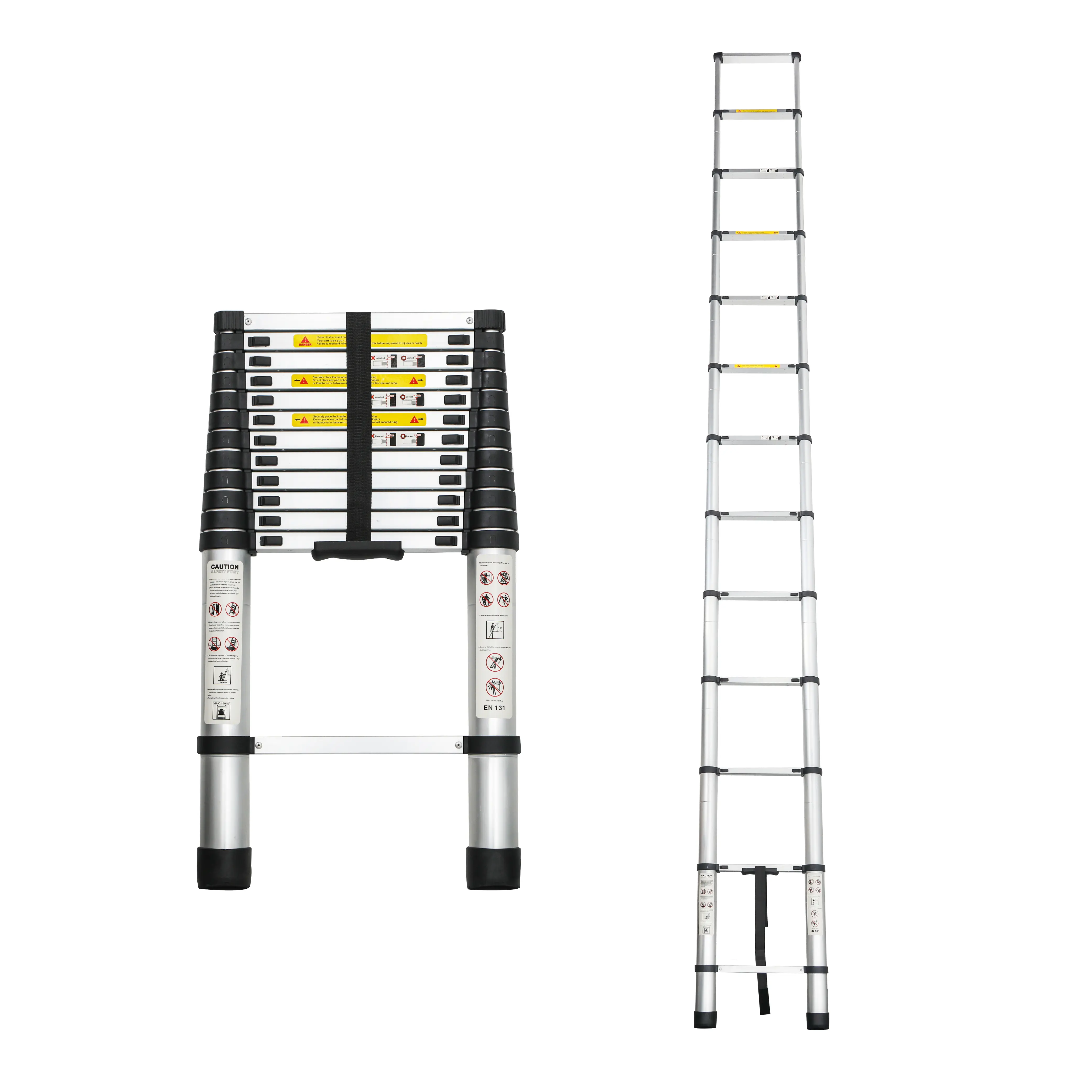 ARCH Telescoping Ladder 16.5FT Aluminum Alloy Extension Ladder Heavy Duty 300 lbs Folding Portable Multi-Purpose Telescopic Ladder for Home Indoor Outdoor Use, Black, 3.1-16.5FT Adjustable Height, Black Color Options, Aluminium Material