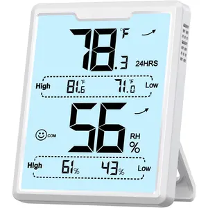 Digital Hygrometer Room Thermometer Indoor, Humidity Meter with Large LCD Display, Backlight Temperature Humidity  with Max Min Records, White