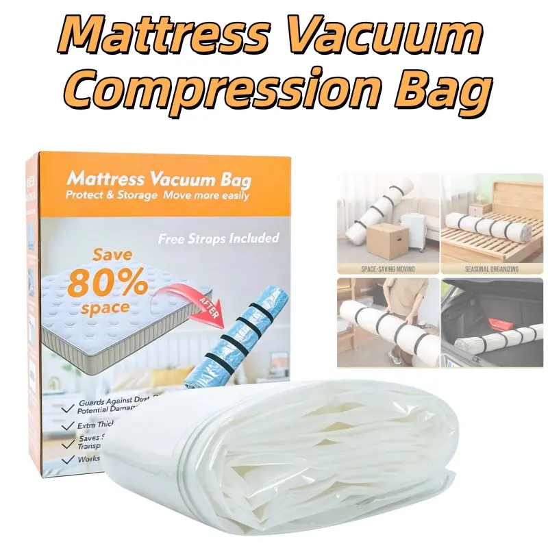 Vacuum Mattress Bag, One-Button Air Extraction, Saves 80% Space, Fits All Household Vacuums,Mattress Storage Bag Ideal for Moving, Renting, Long-Term Storage, Seasonal Organizing, Vacuum Storage Bags