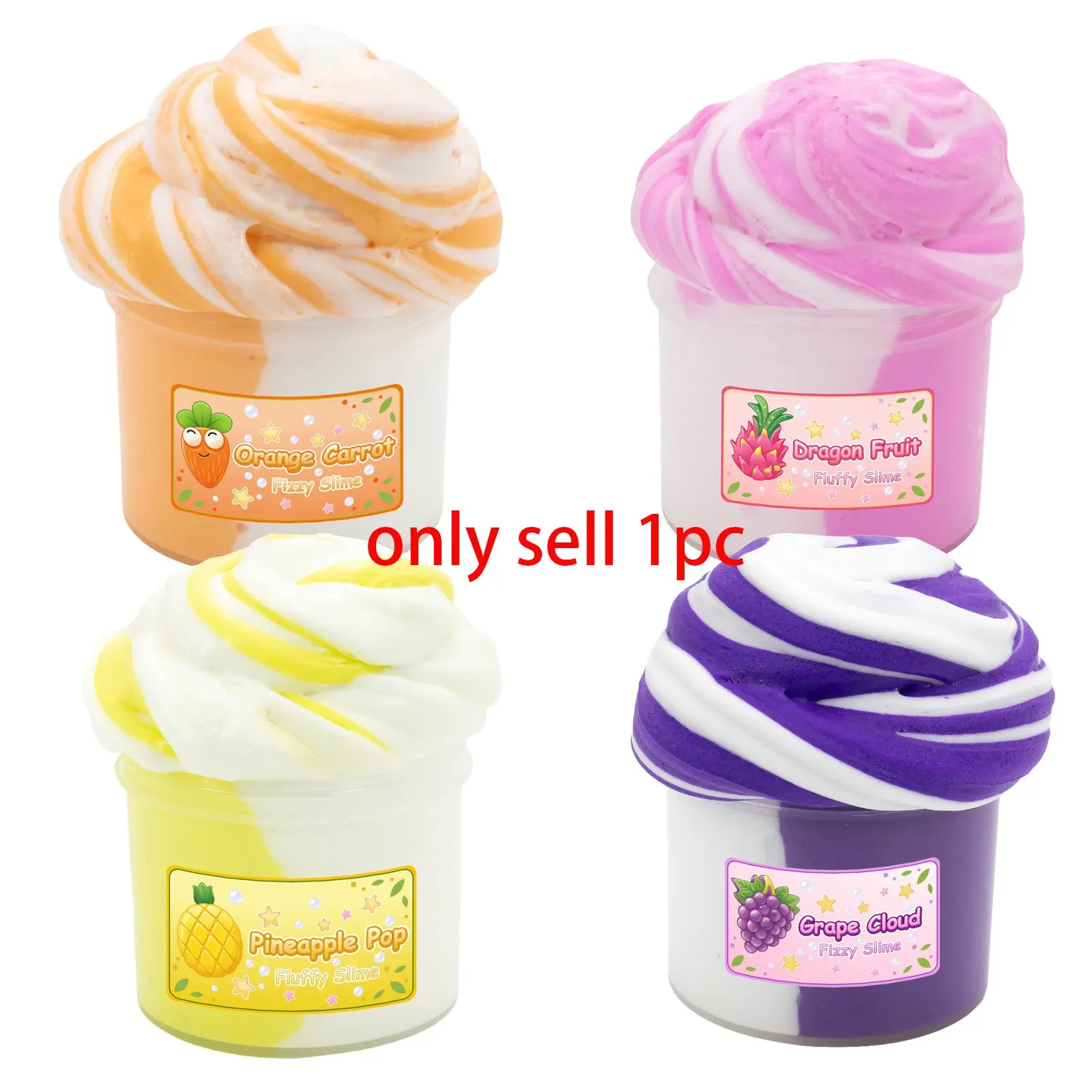 70ML Scented Fluffy Butter Slime Kit, Ice Cream Cup, Soft Non-Sticky Slime Putty, Stress Relieving Toy, Birthday Gift for Kids, Party Favor