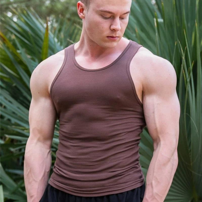 Men's Fitness Vest, High Elasticity Ribbed Training Breathable Sleeveless Tank Top, Plus Size Men's Vest
