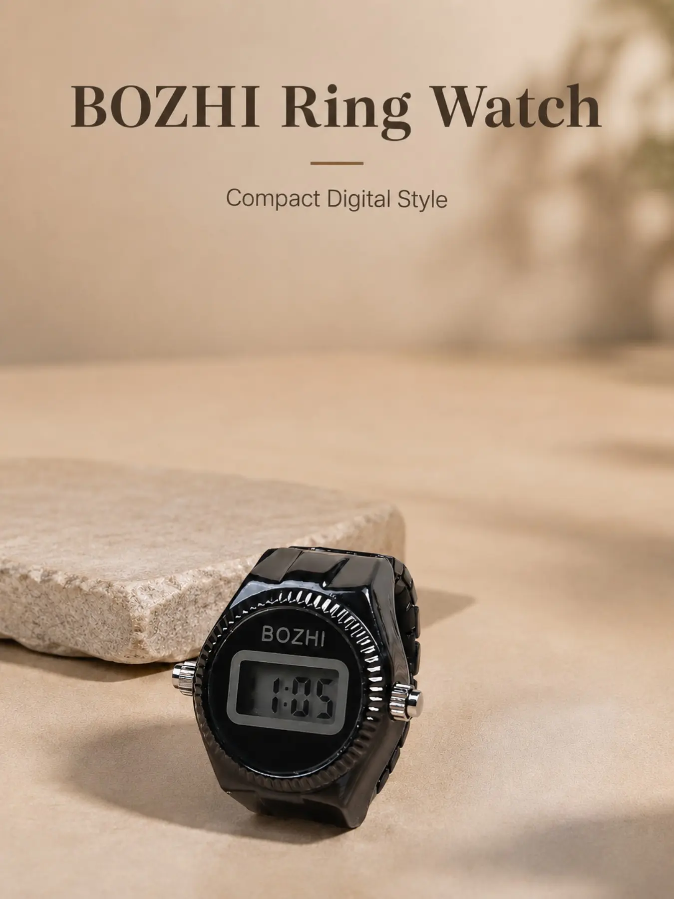 Mini Digital Ring Watch, Digital Watches, Finger-Worn Electronic Clock, Creative Timepiece, Lightweight Fashion Accessory, Three Colors Available, Stylish Watch