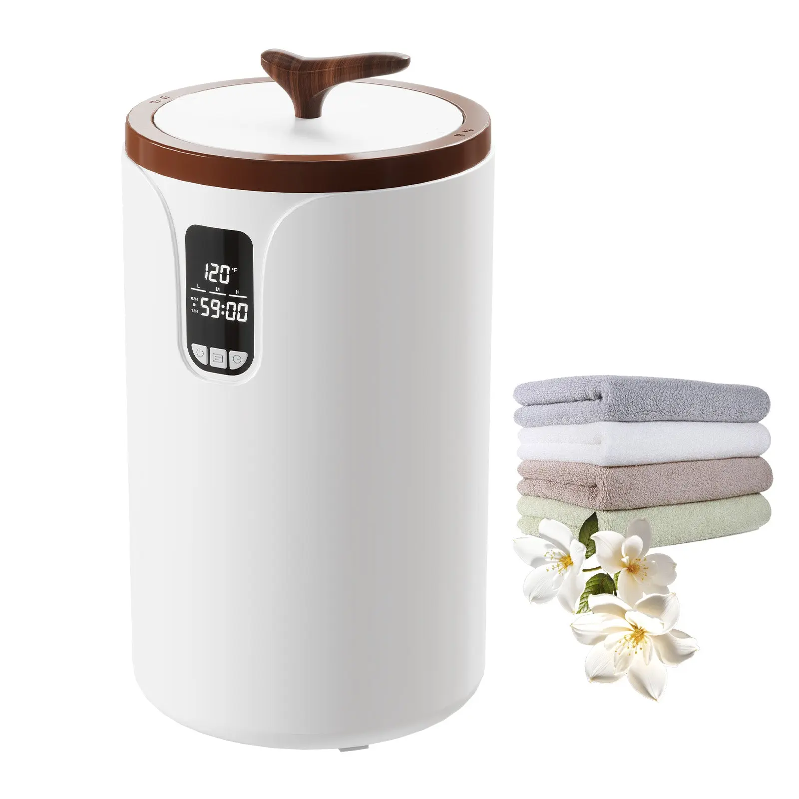 GARVEE20L Large Towel Warmer Bucket with LED Display, Adjustable Temperature, Timer Function (30/60/90 Min Heating Modes), and Delay Time (0.5-24H) for Towels, Robes, Blankets in Bathroom or Spa