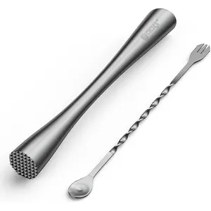 10 Inches Stainless Steel Muddler and Mixing Spoon for Cocktails Bar Tools and Accessories Create Delicious Mojitos and Other Fruit Based Drinks