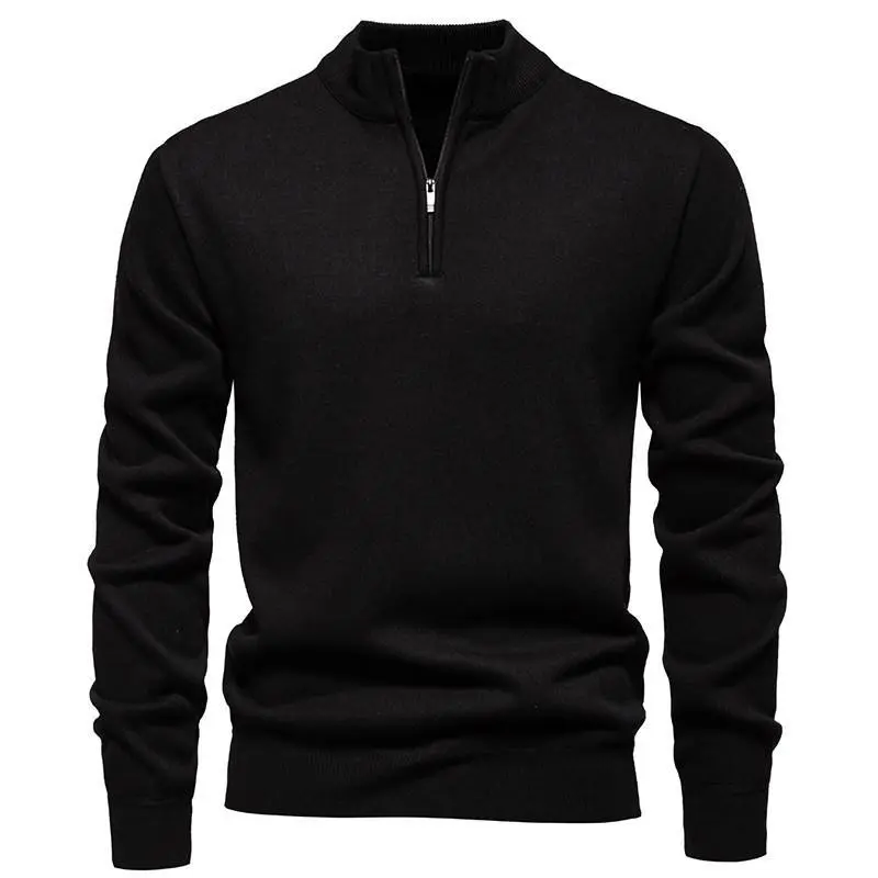 Men's Fleece Lined Half Zip Pullover Sweaters Casual Sporty Polyester Sweater Suitable for Daily Wear in Spring Autumn Winter Ideal Gift