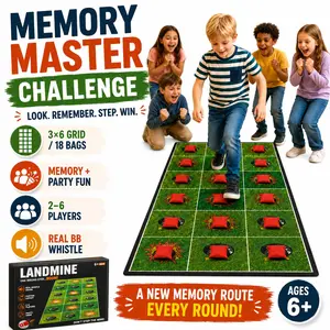Boom Step Don’t Step on the Mine Game, Family Party Floor Mat Game, 18 Sound Whistle Pads, Indoor Outdoor Birthday Challenge Toy