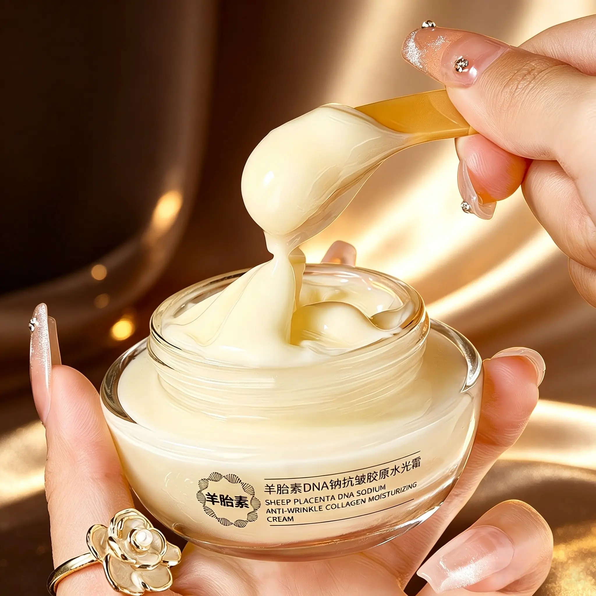 Korean skincare cream, Anti aging moisturizing, packed with placenta extract, collagen, DNA, niacinamide, and centella asiatica, lifts and firms, tackles wrinkles and fine lines, and is a moisturizing cream for all skin types