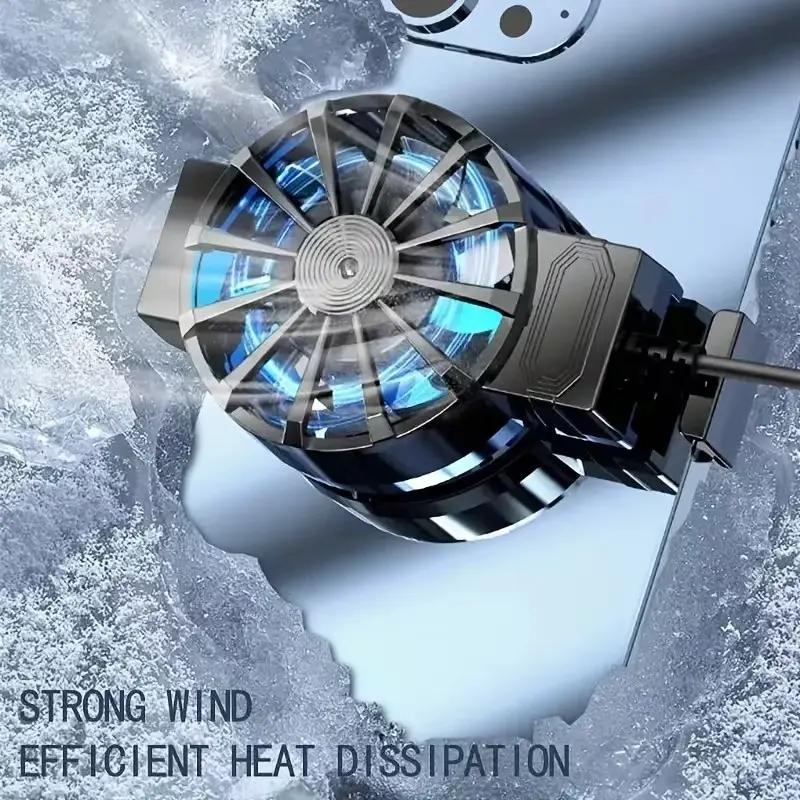 Clip-On Mobile Phone Air Cooler, Turbo Air-Cooled Phone Radiator, USB Wired Cellphone Cooling Fan, Gaming Live Streaming, Universal Smartphone Cooler
